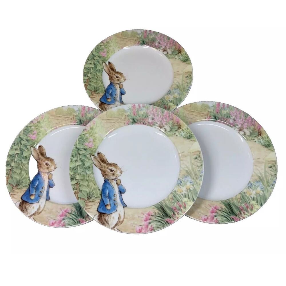 Peter Rabbit Salad Plates Spring Garden The World Of Beatrix Potter 8" Set 4 New